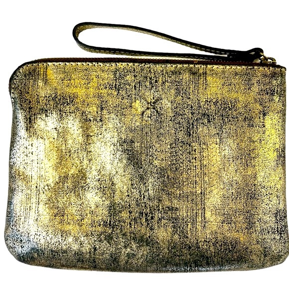 Patricia Nash Cassini Tooled Soft Gold Metallic Wristlet-Excellent Condition - Picture 8 of 13